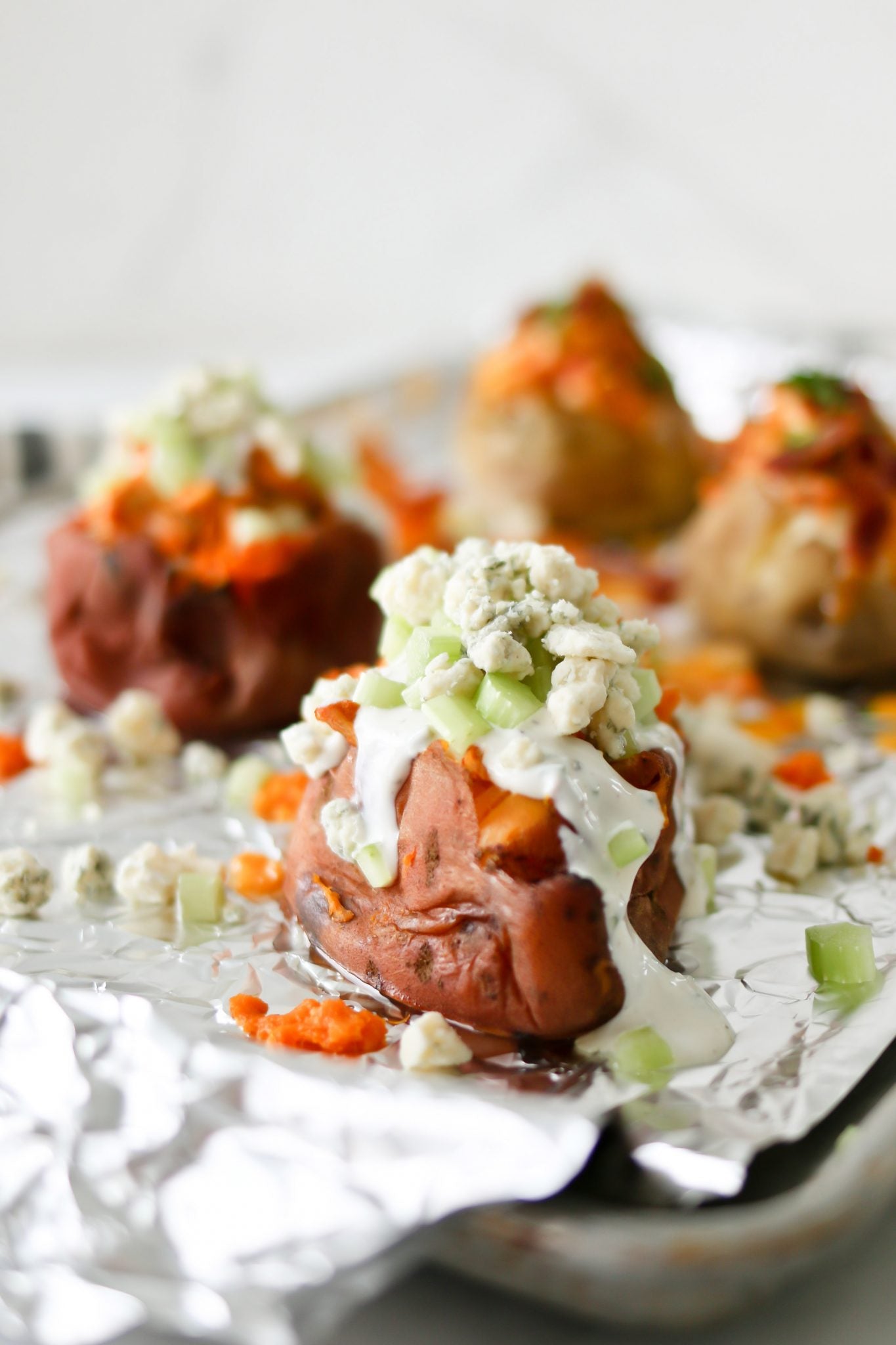 Buffalo Chicken Stuffed Potatoes