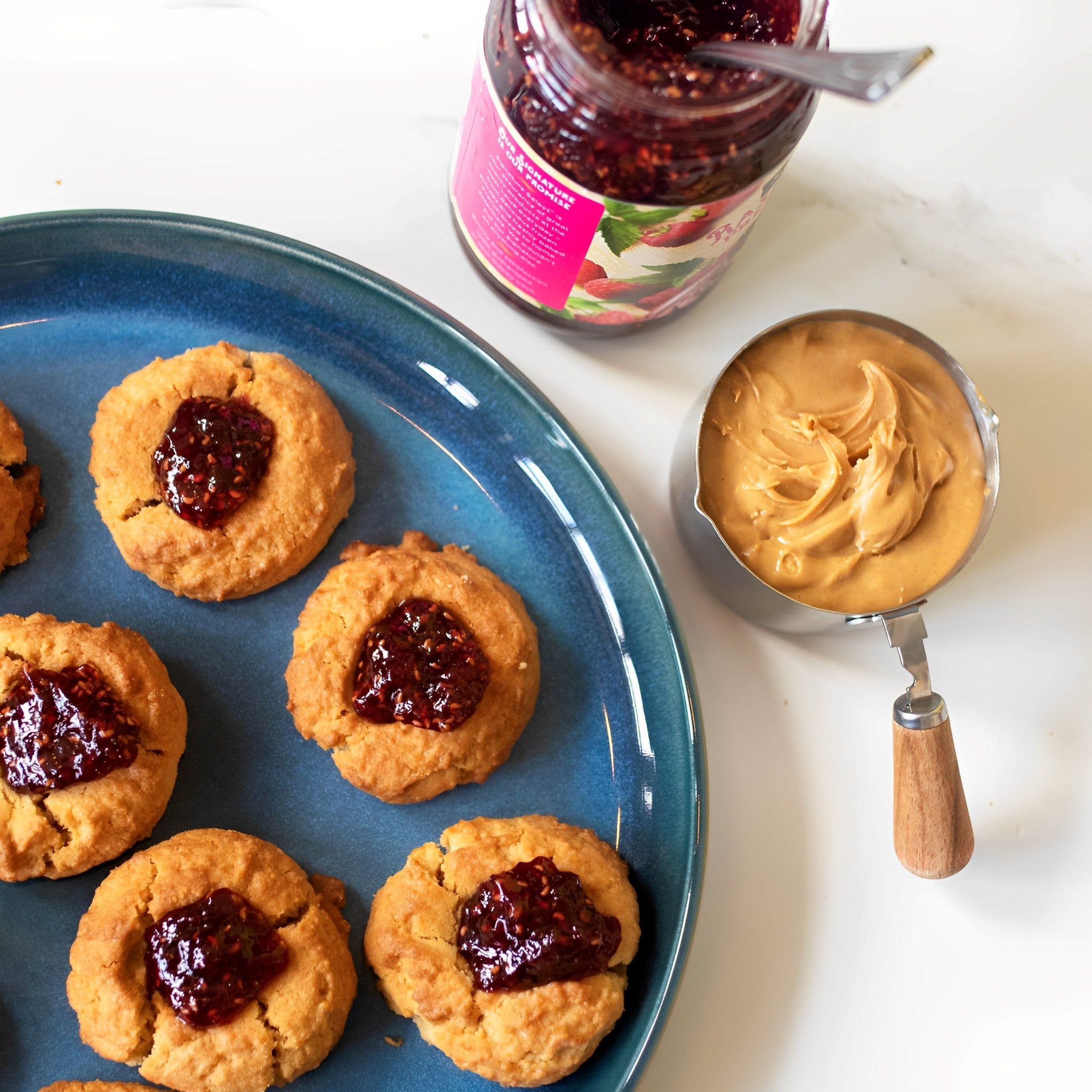 Peanut Butter and Jelly Thumbprint Cookies