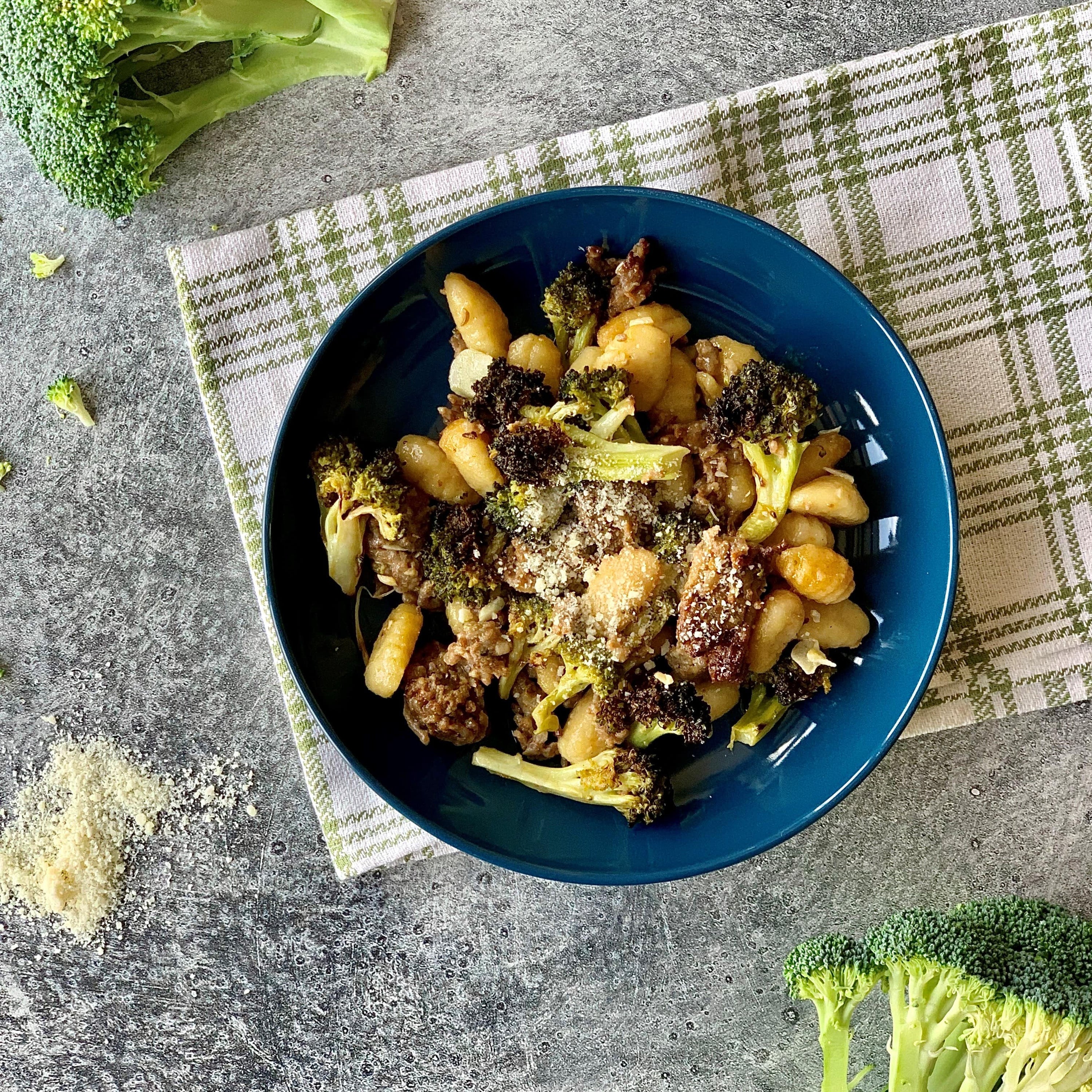Air-Fried Sausage and Broccoli Gnocchi