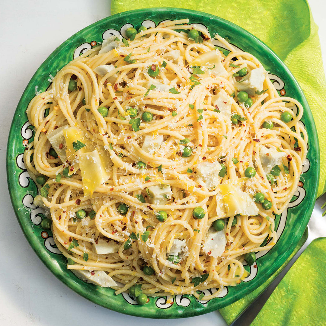 Artichoke Heart and Lemony Pea Pasta