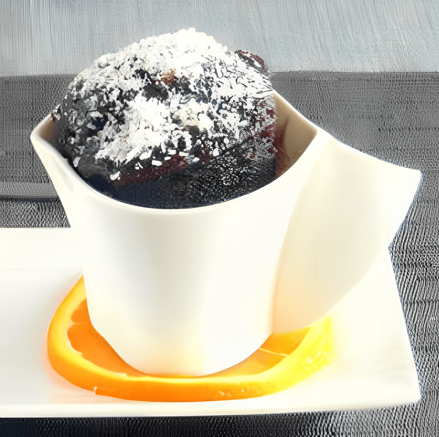 Chocolate, Orange & Olive Oil Mini Lava Cake
