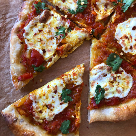 Curried Peppers and Paneer Pizza