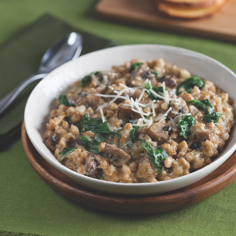 Farro Risotto with Mushrooms and Spinach