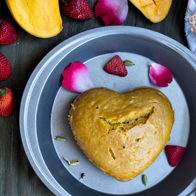 Eggless Mango Cake with Cardamom