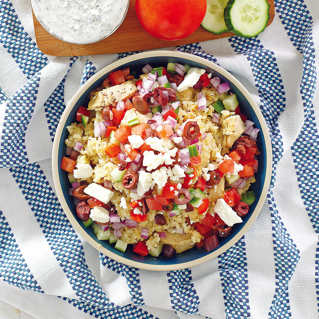 Greek Chicken Rice Bowl with Tzatziki Sauce