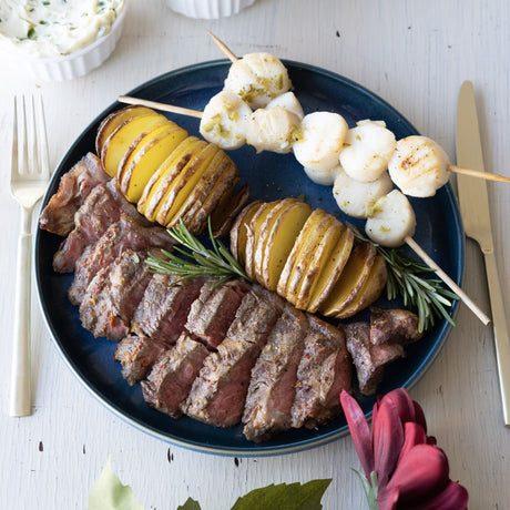 Grilled Steak and Scallops with Compound Butters