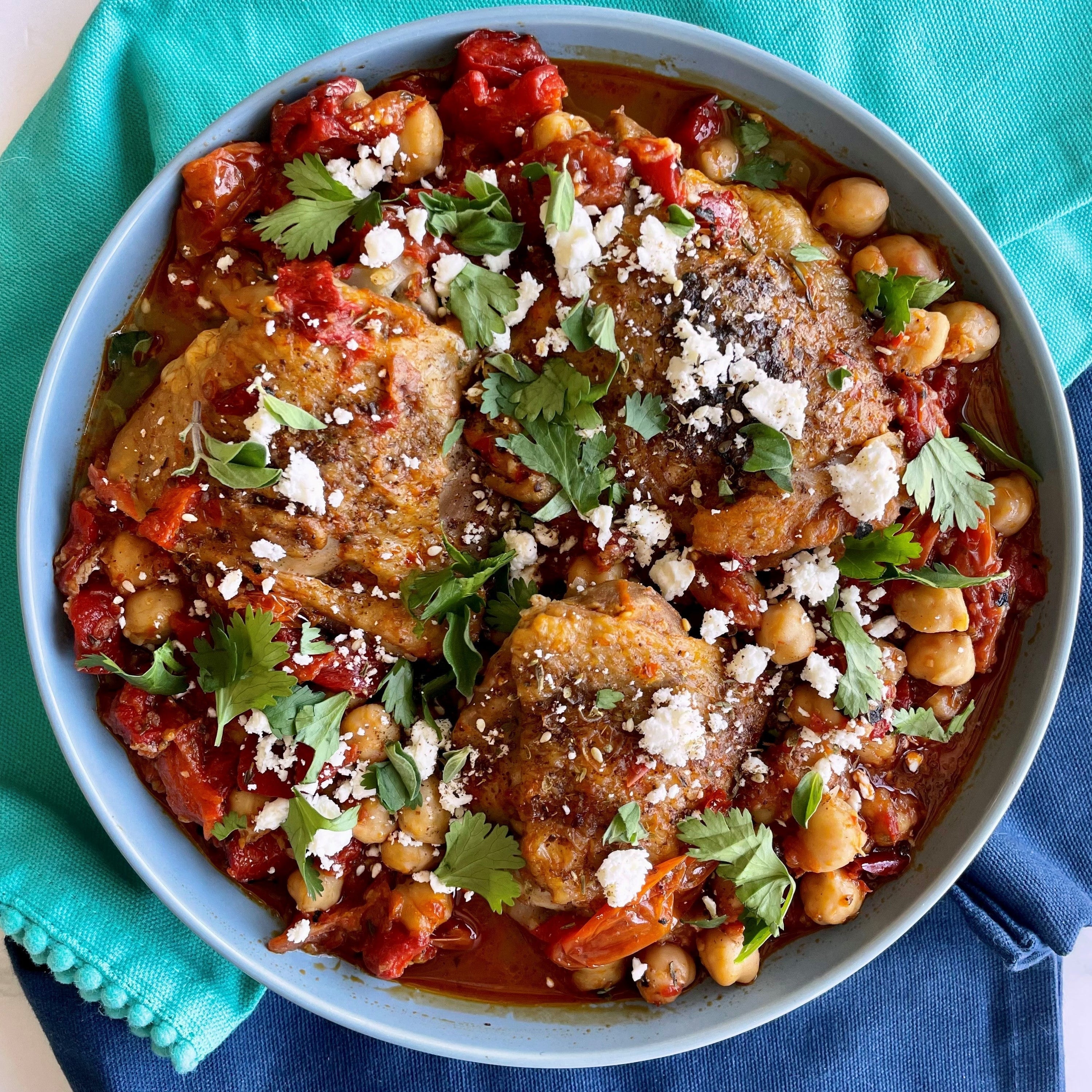 Harissa Chicken with Feta and Herbs