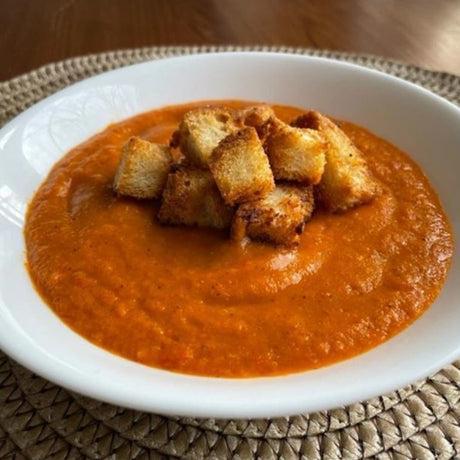 Hearthy Roasted Tomato Soup with Garlic Croutons