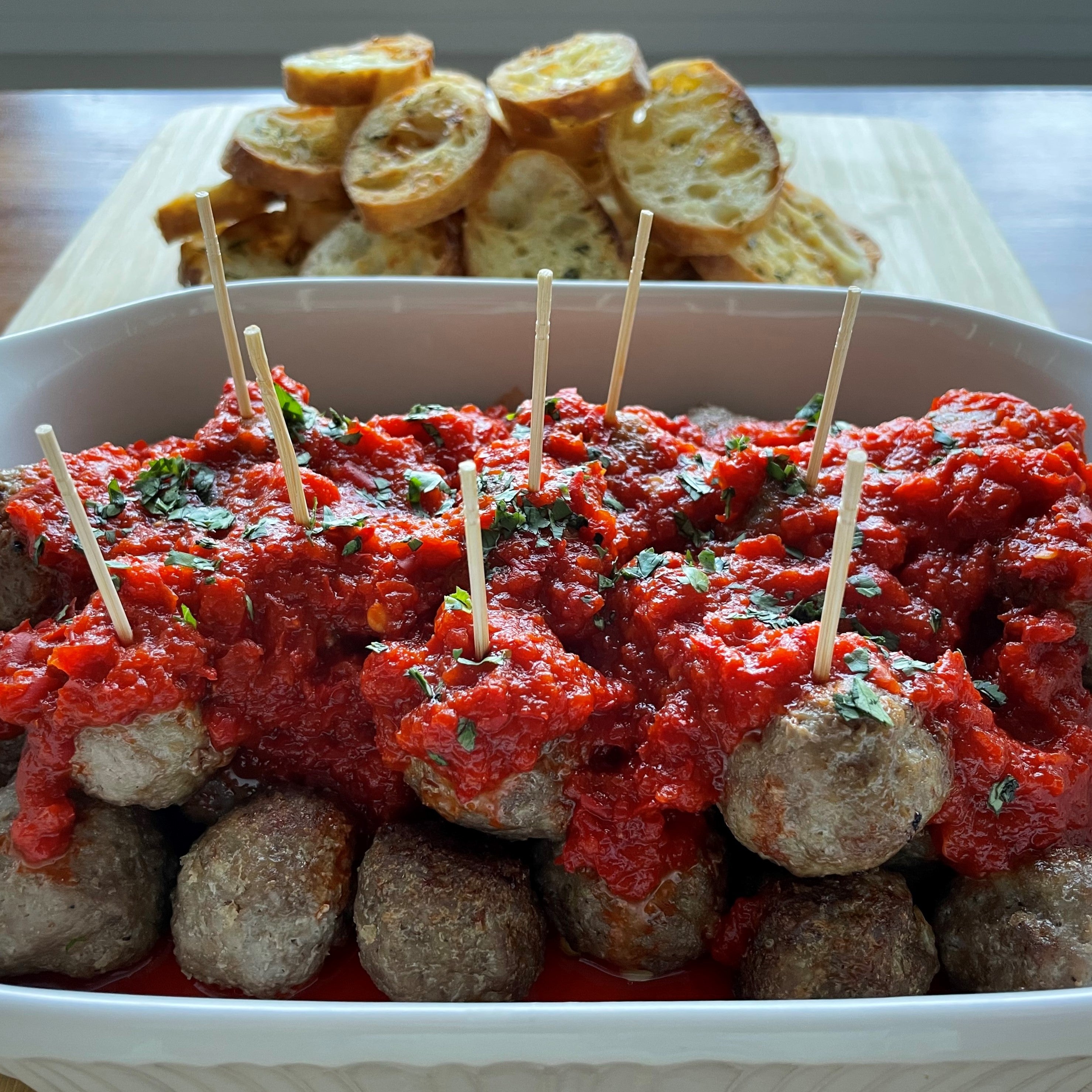 Instant Vortex Dual Basket Air Fryer - Meatballs with Garlic Bread