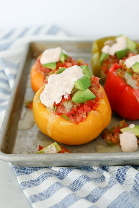 Mexican Stuffed Bell Peppers with Chipotle Lime Sauce