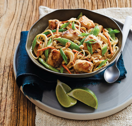 Peanut Chicken and Sugar Snap Peas with Noodles