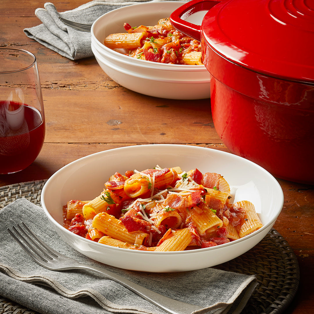 Electric Dutch Oven - Tomato Rigatoni with Bacon & Fennel