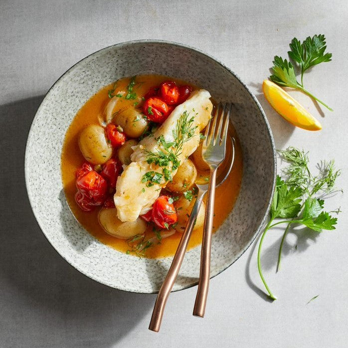 Sea Bass with Tomatoes & Potatoes