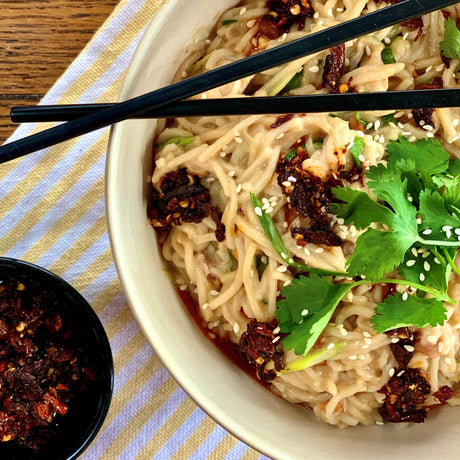 Sesame Peanut Noodles with Chili and Scallions