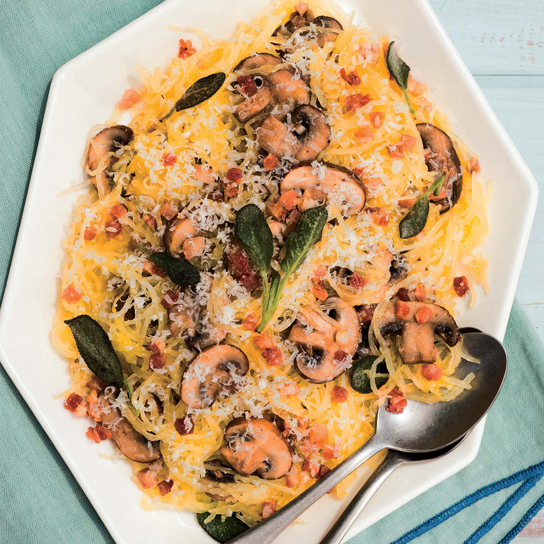 Spaghetti Squash with Mushrooms and Pancetta