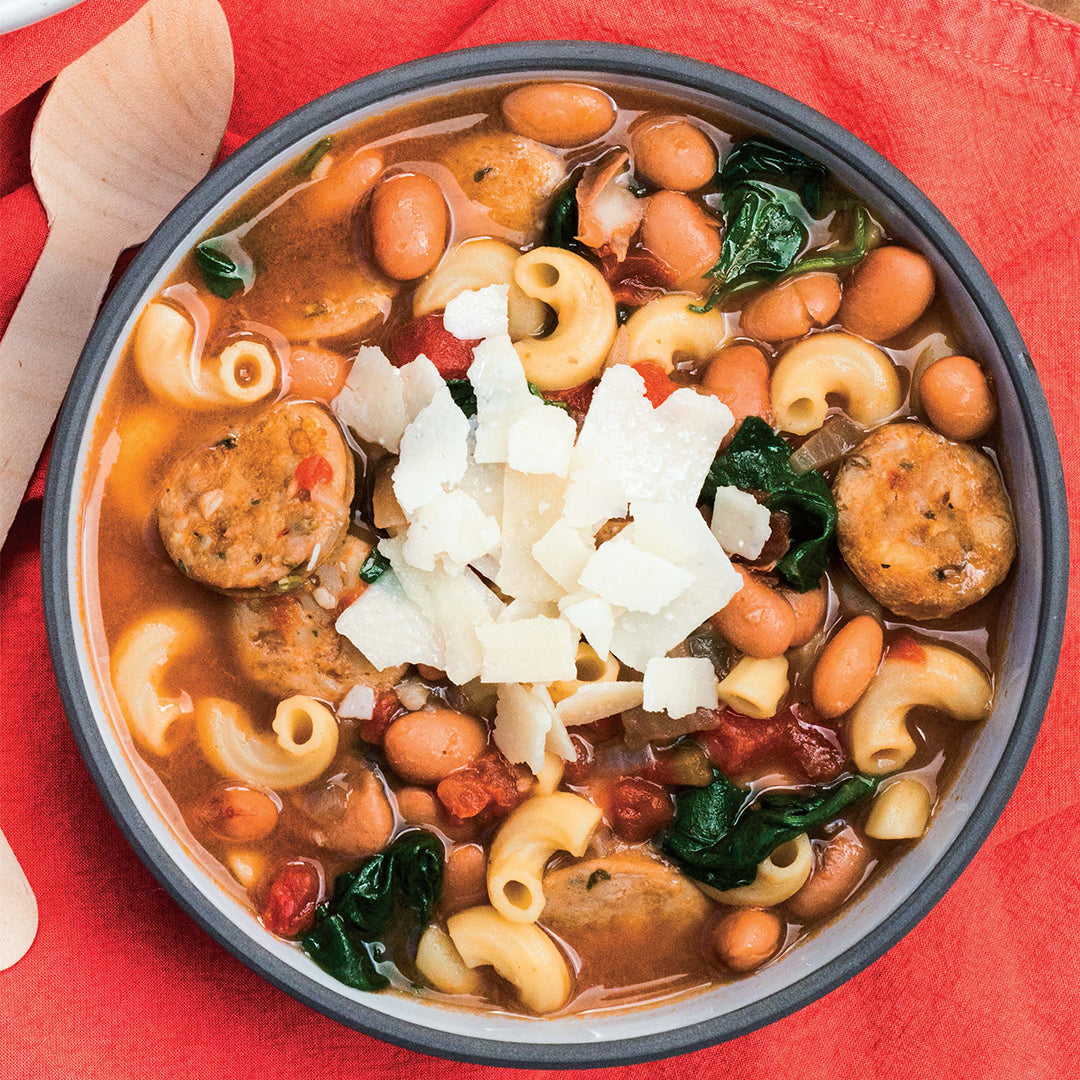 Spicy Chicken Sausage Pasta e Fagioli