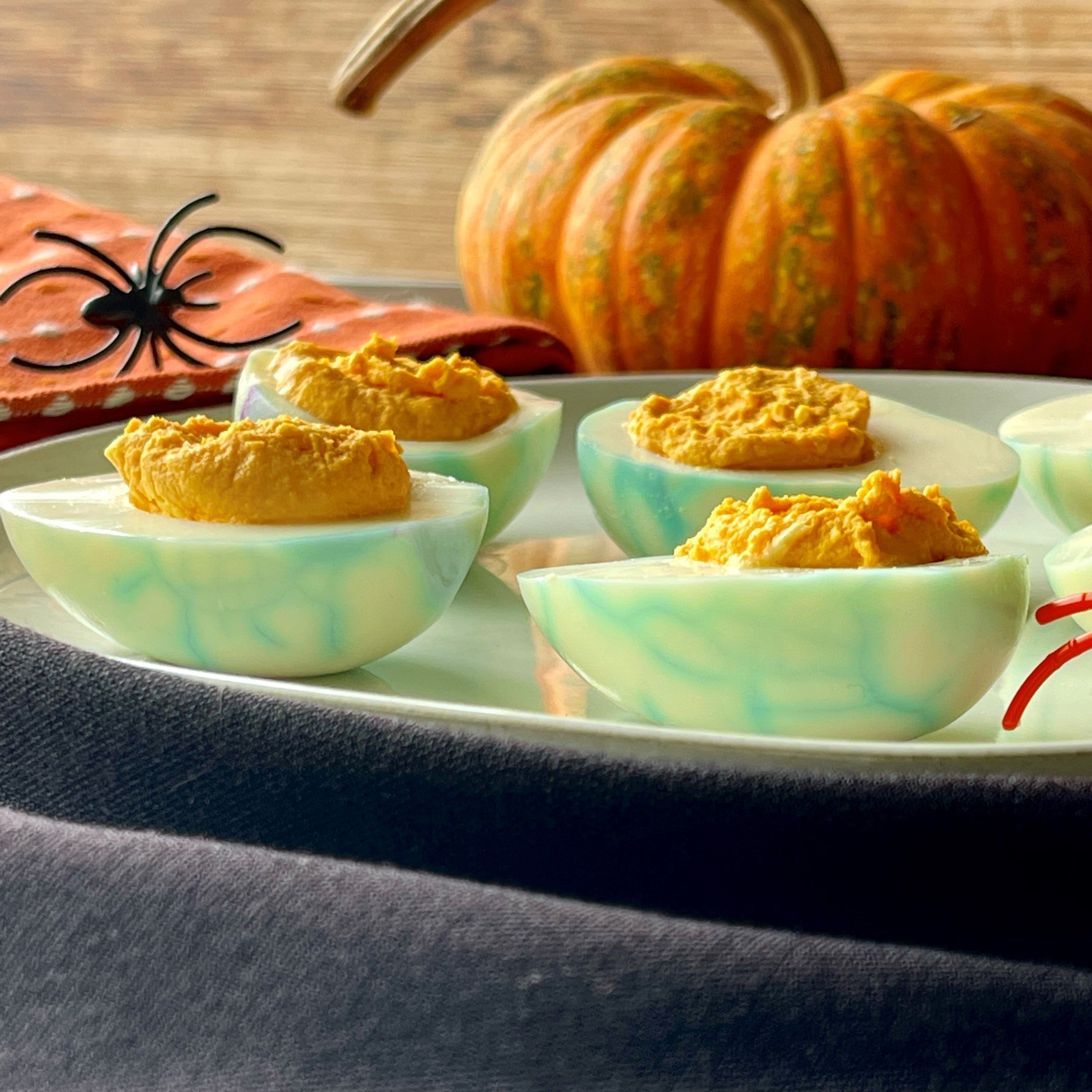 Spider Web Deviled Eggs