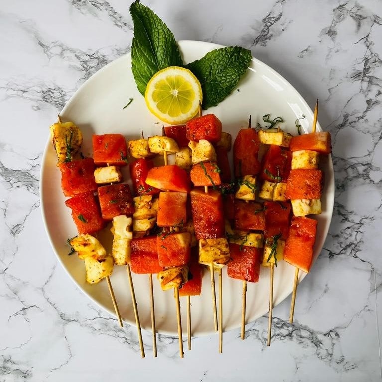 Watermelon and Halloumi Cheese Skewers