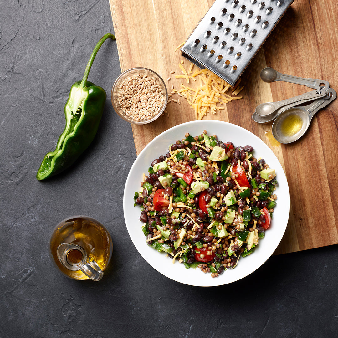 Wheat Berry, Black Bean, and Avocado Salad