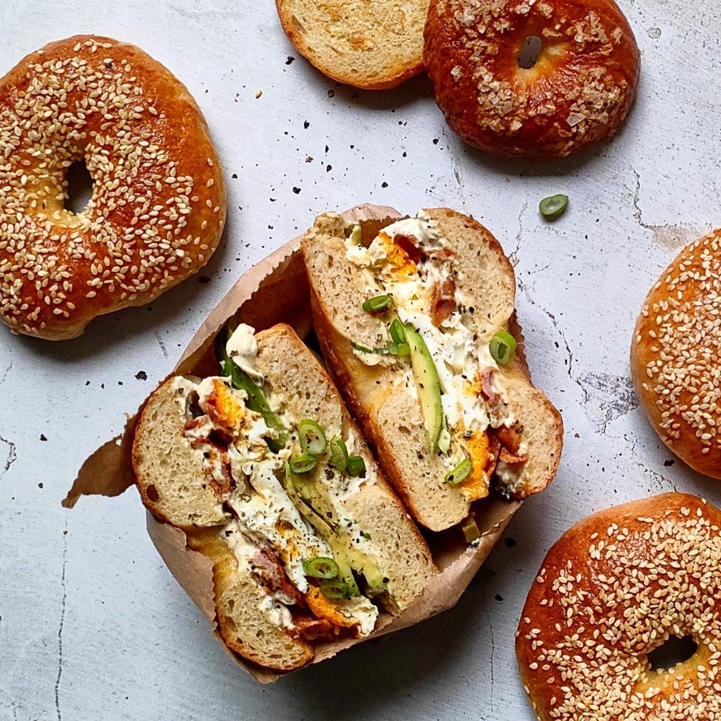 Bagel, Egg & Bacon Breakfast