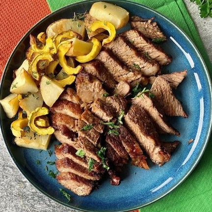 Air Fried Chuck Roast with Squash and Potatoes