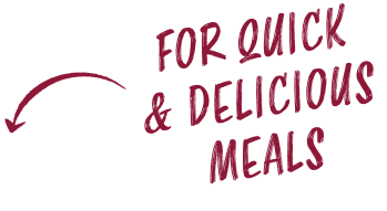For Quick and Delicious Meals with an arrow pointing to image