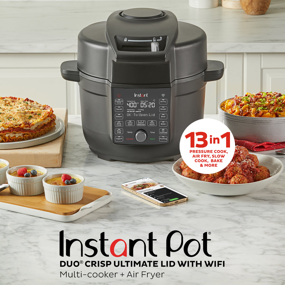 Instant Pot Duo Crips Ultimate Lid with Wifi 13-in-1 Multi-cooker + Air Fryer.