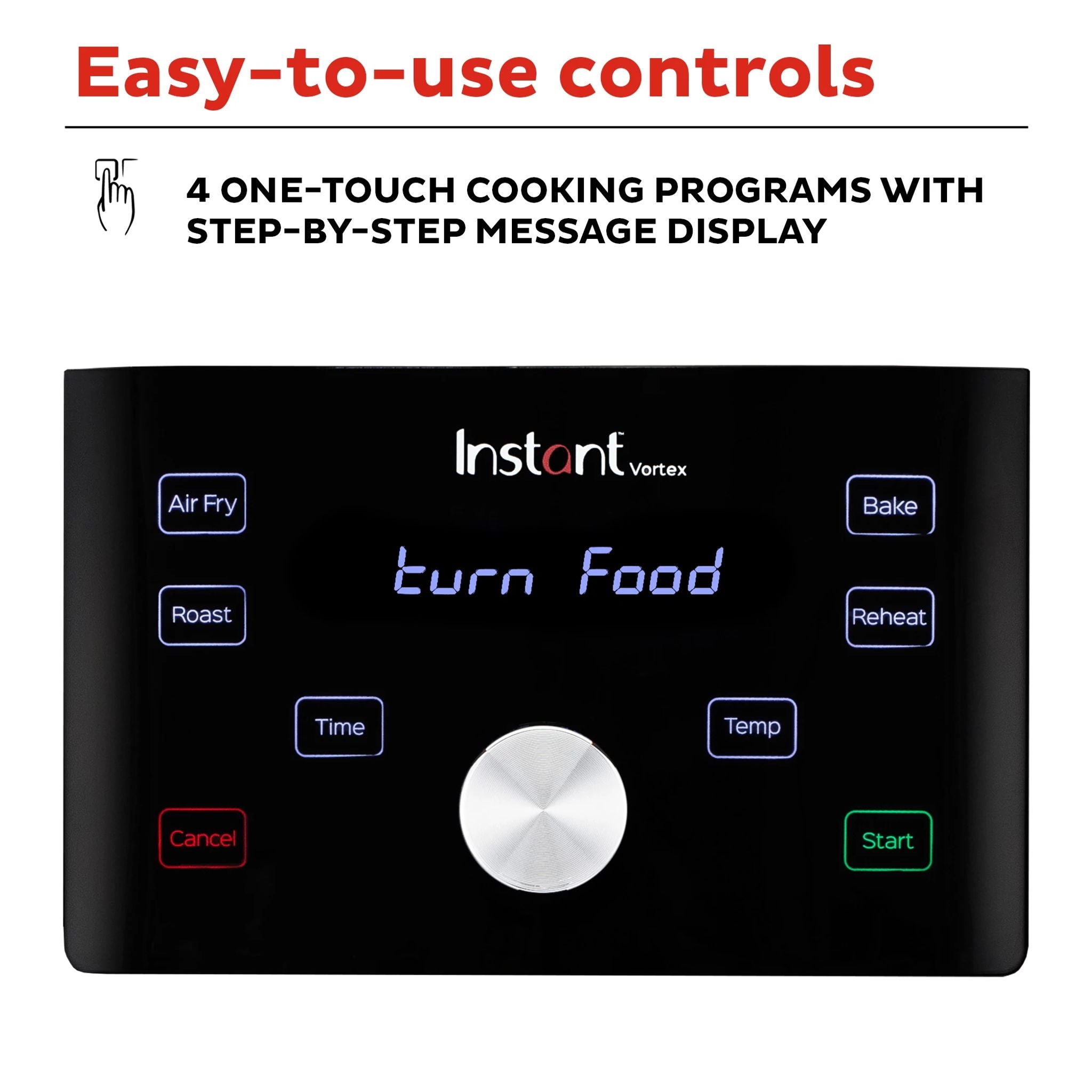  Instant Vortex 6-quart Air Fryer with text Easy to use controls