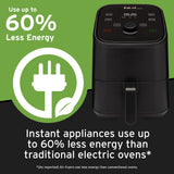  Instant™ Vortex™ Mini 2-quart Air Fryer, Black with text Use up to 60% less energy
