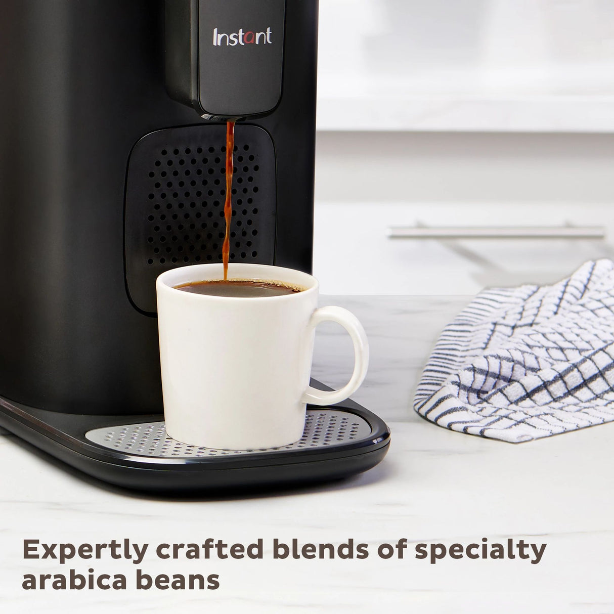  text that says expertly crafted blends of specialty arabica beans