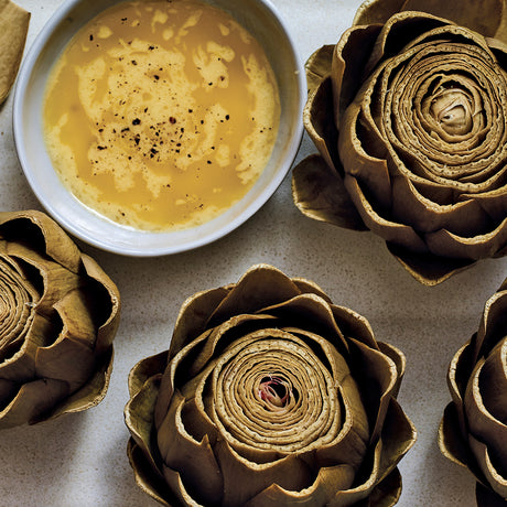 Artichokes With Roasted Garlic Butter
