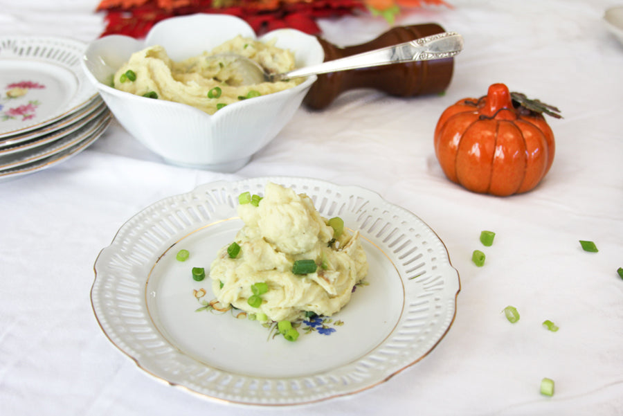 Plant Based Roasted Garlic Sour Cream Mashed Potatoes and Celery Root