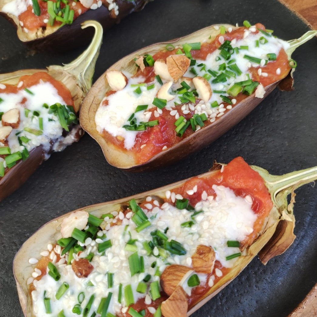 Roasted Eggplant with Tahini-Yogurt Sauce