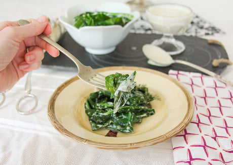 Steamed Greens with Garlicky Lemon Sauce