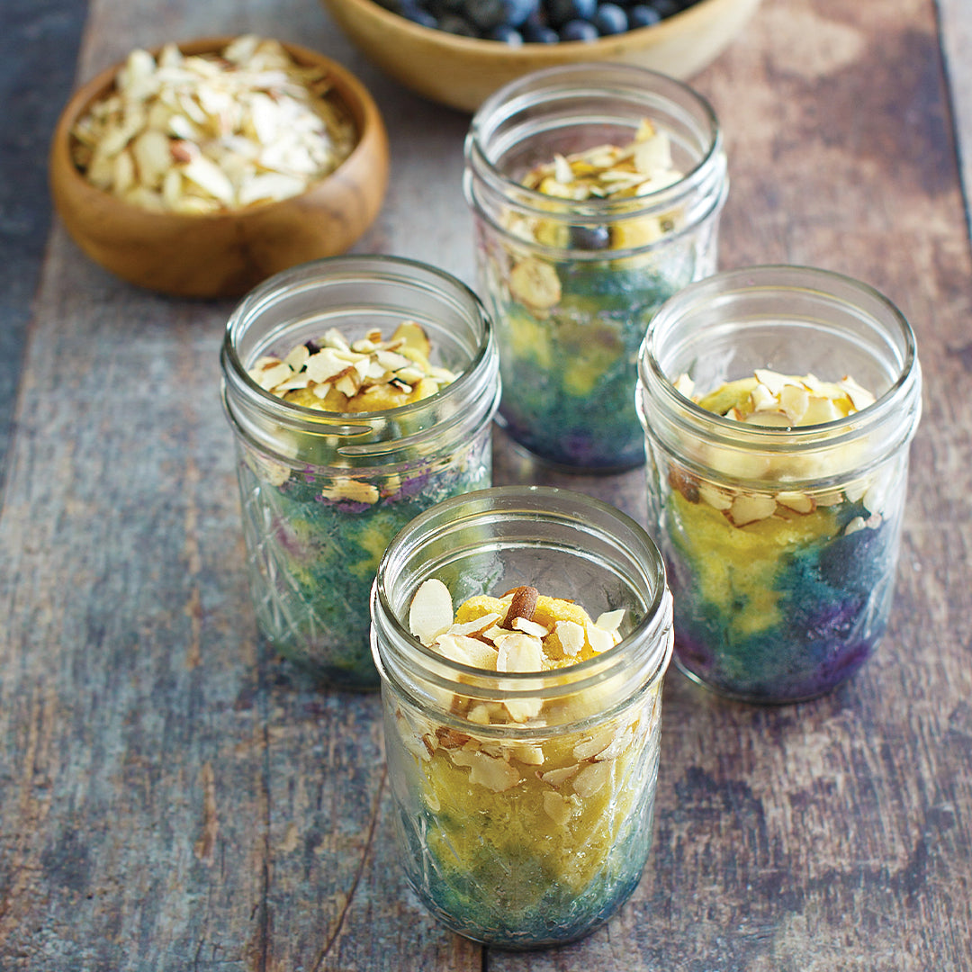 Blueberry Almond Mason Jar Cakes