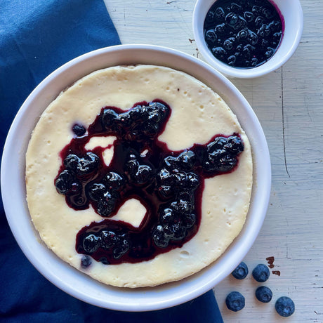 Blueberry Cheesecake with Spiced Blueberry Sauce