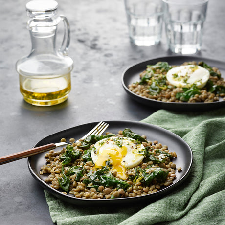 Breakfast Time/Anytime Lentils and Poached Eggs
