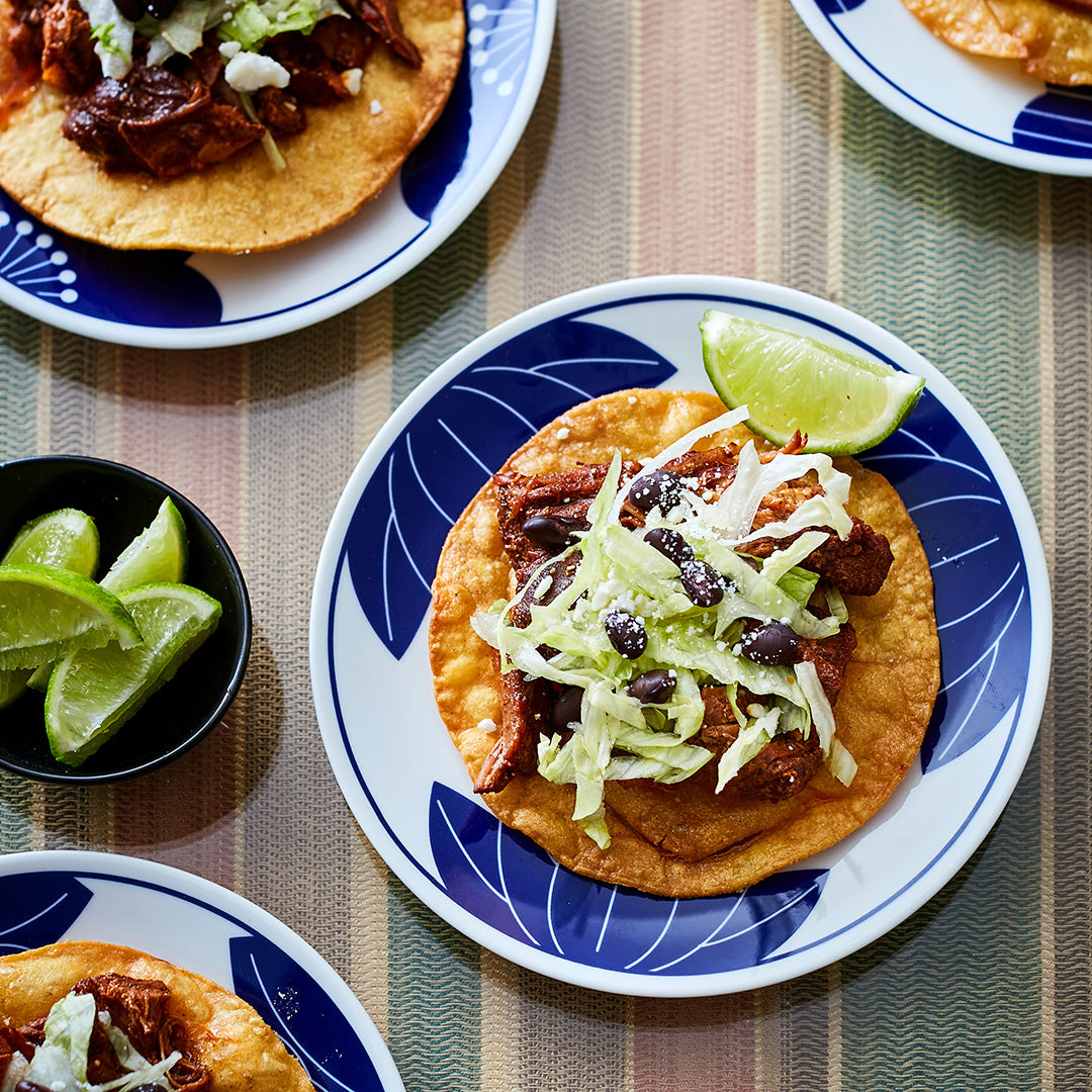 Sweet Pork Barbacoa Tostadas with Cola and Garlic
