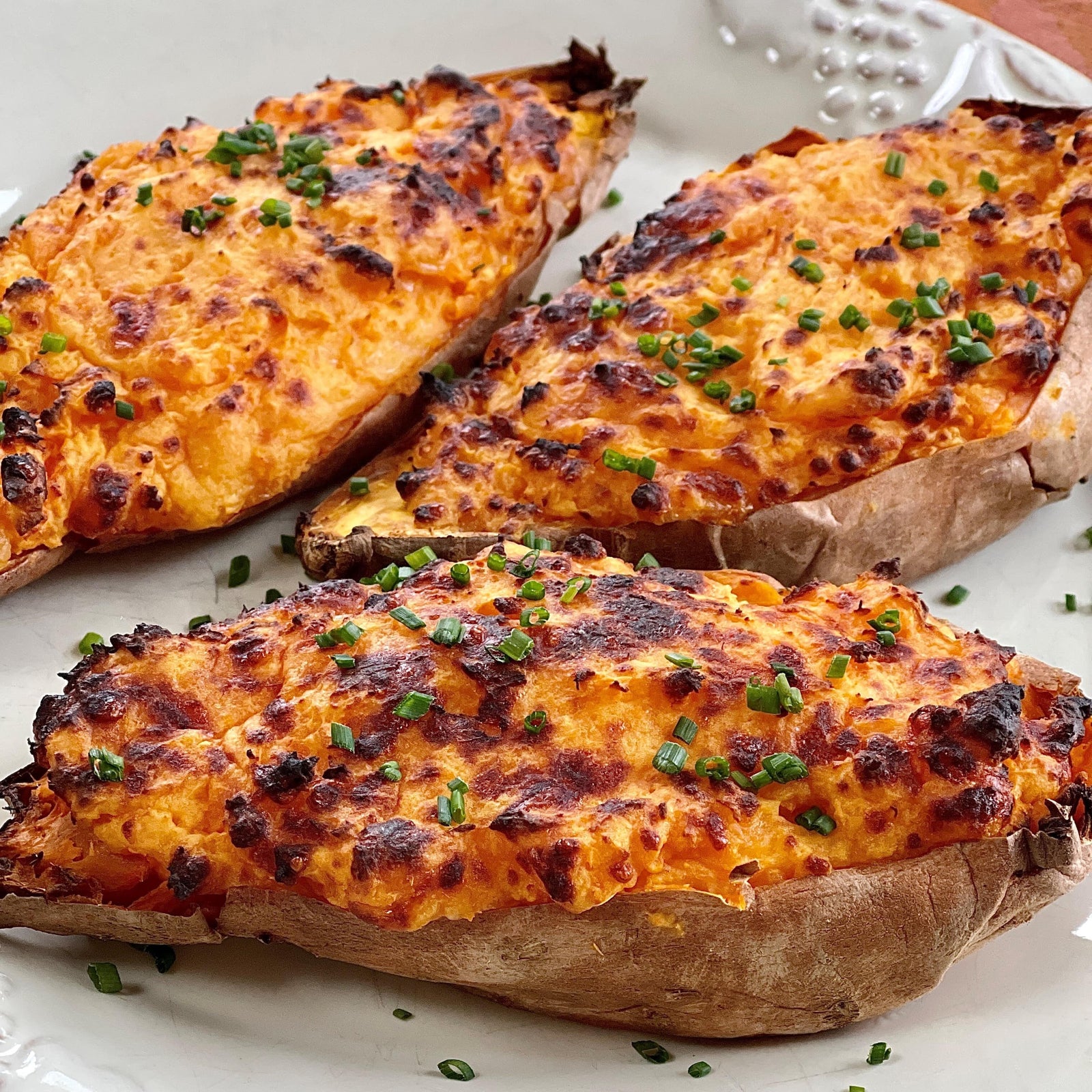 Cheesy Twice Baked Sweet Potatoes