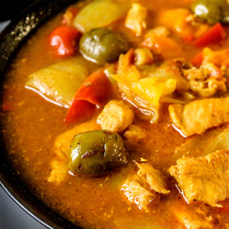 Moroccan Chicken Tagine with Green Olives, Peppers and Lemon
