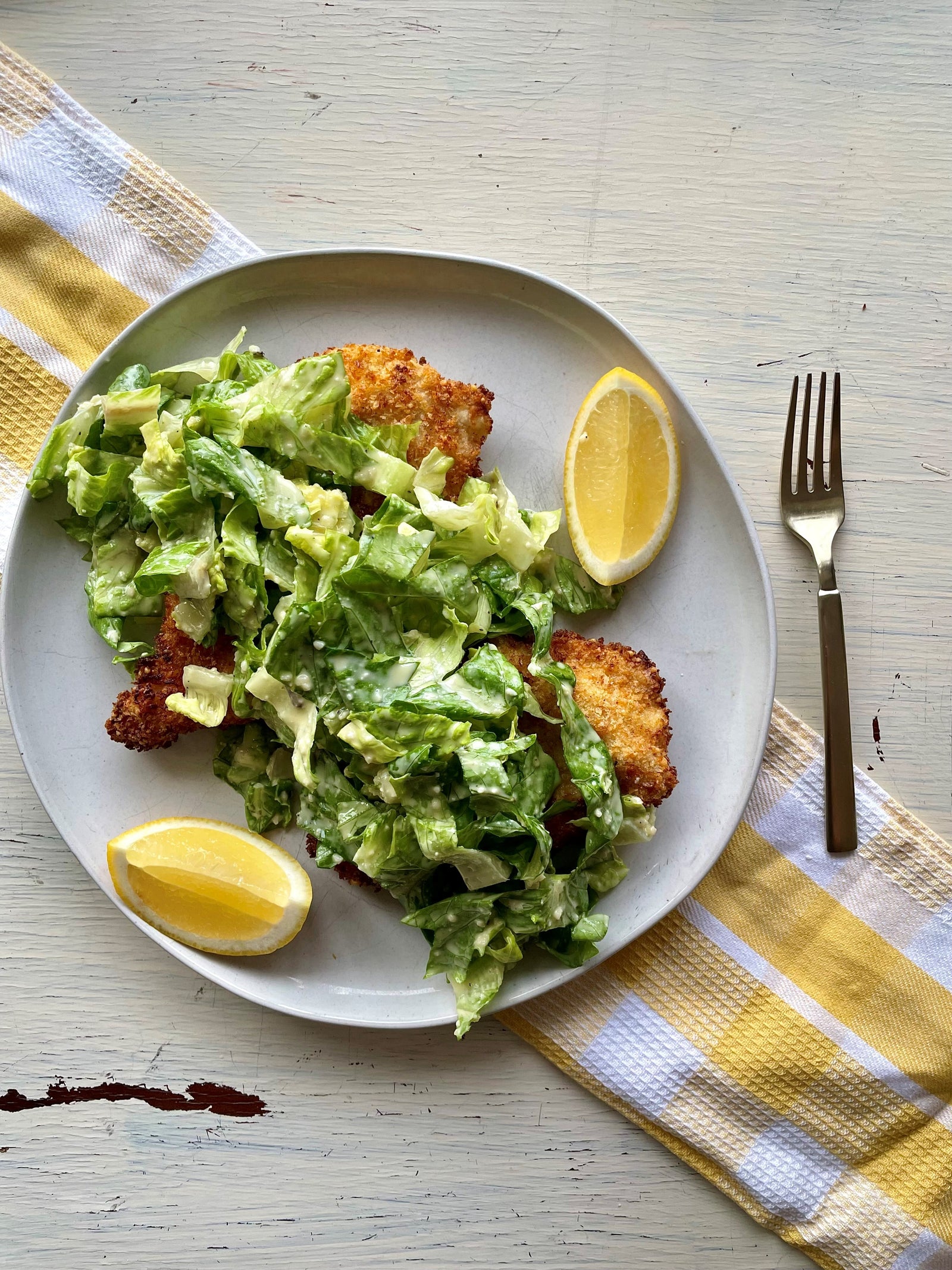 Crispy Chicken Caesar Salad Cutlets