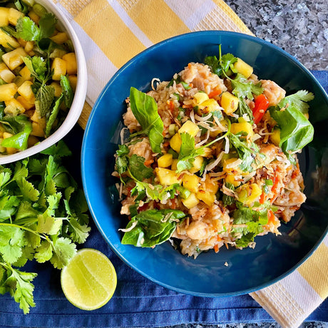 Coconut Chicken and Rice with Pineapple Salsa