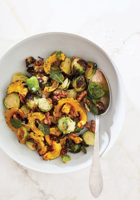Delicata Squash and Brussels Sprouts with Walnuts