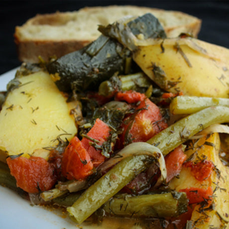 Fasolakia (Green Beans and Potatoes in Olive Oil Tomato Sauce)