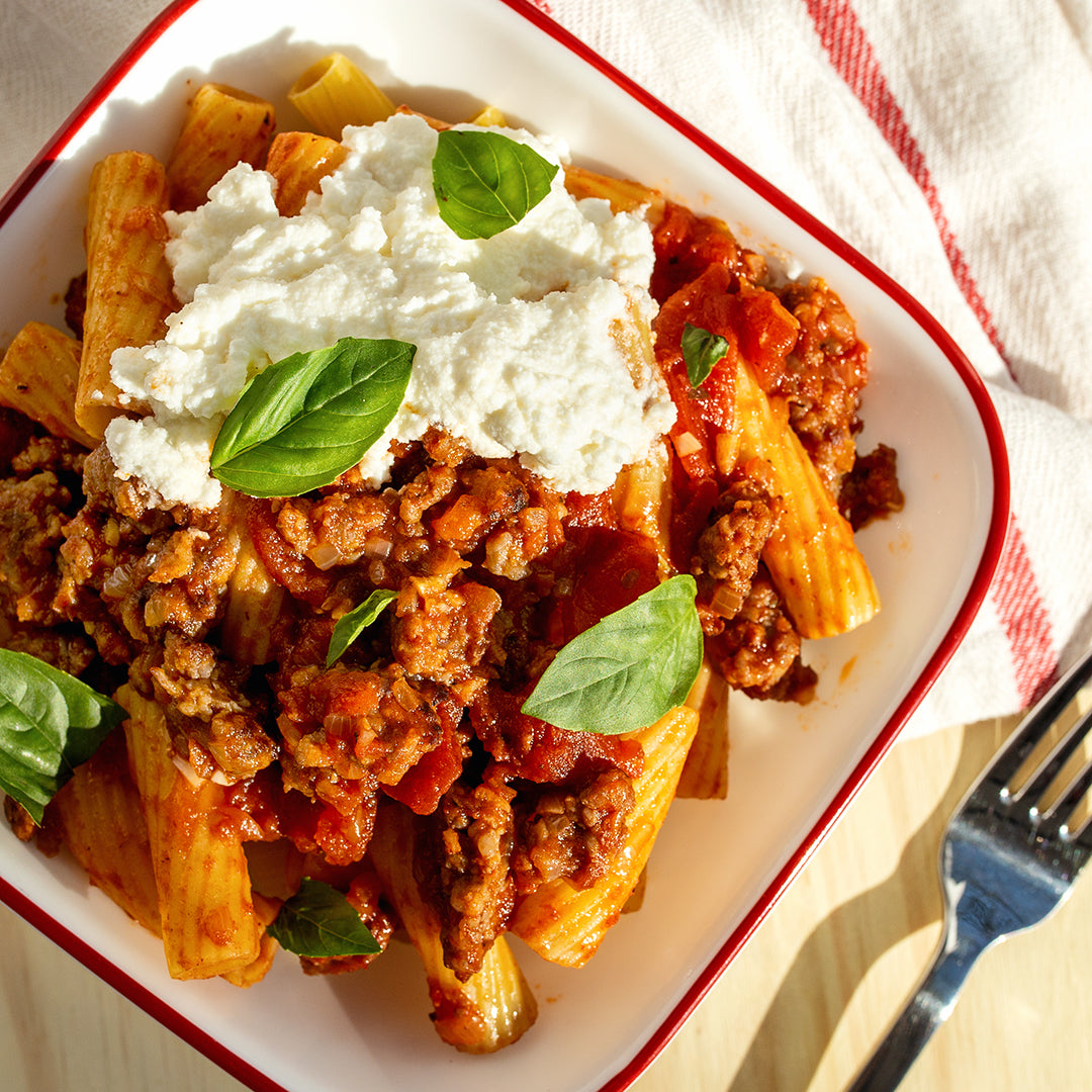 Slow Cooked Italian Sausage & Ricotta Rigatoni