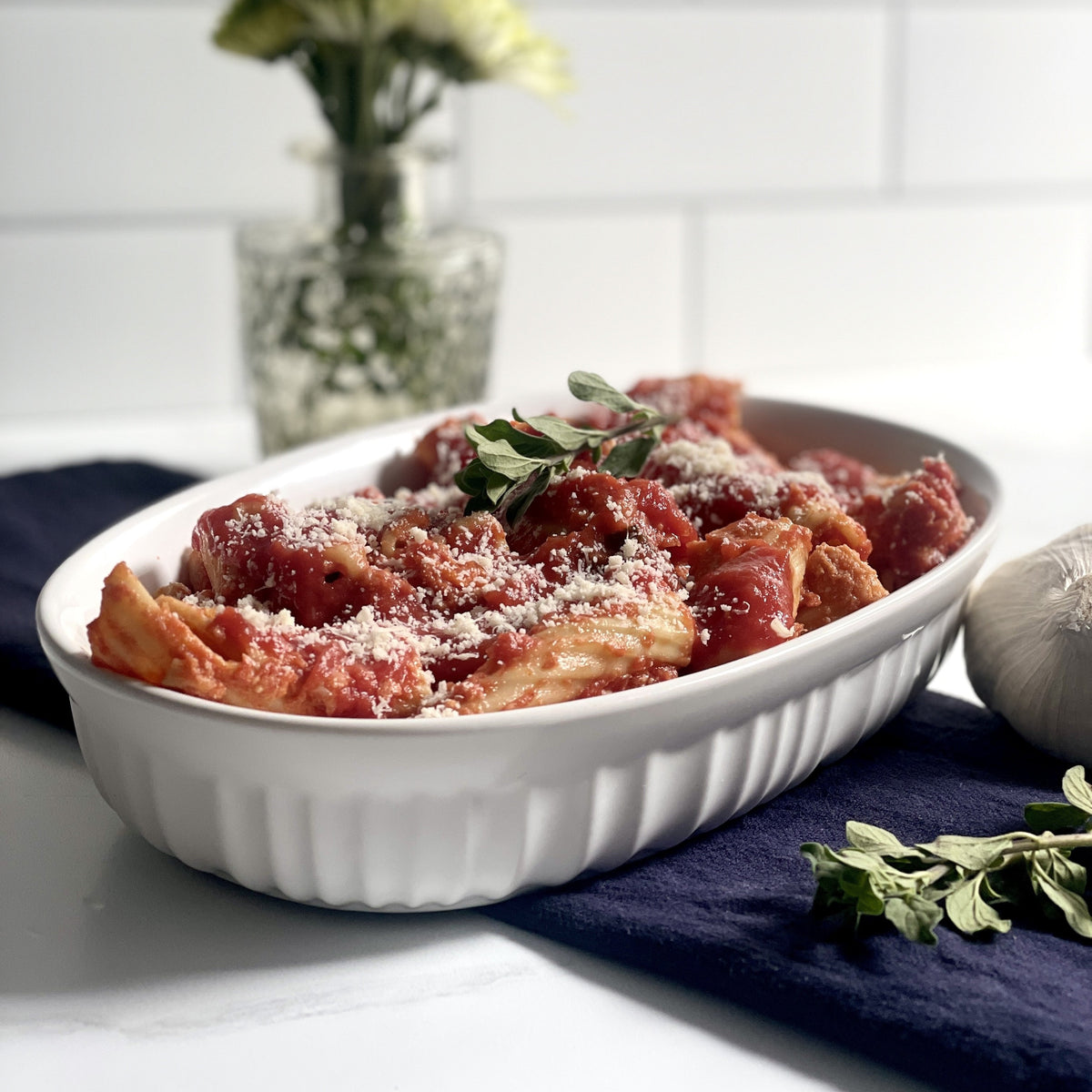 Roasted Garlic Tomato Ricotta Pasta – Instant Pot