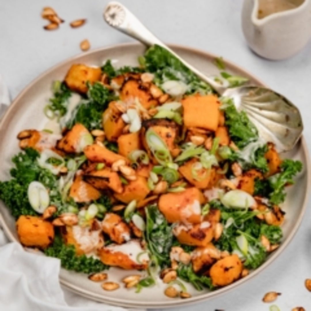 Pumpkin Salad with Maple Tahini Dressing