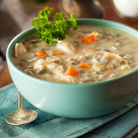 Slow Cooked Chicken, Mushroom and Wild Rice Soup