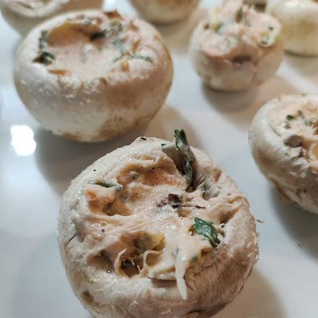 Mushrooms Caps with Salmon and Cream Cheese Stuffing