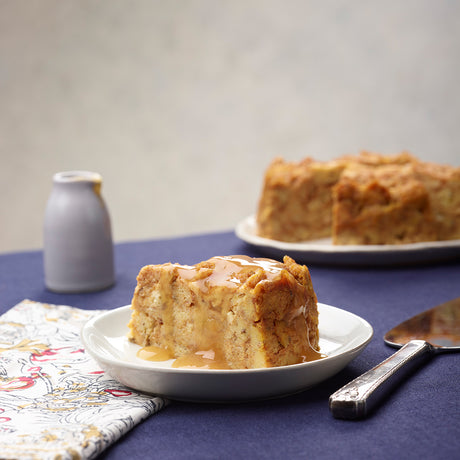 Pumpkin Bread Pudding with Apple–Vanilla Sauce